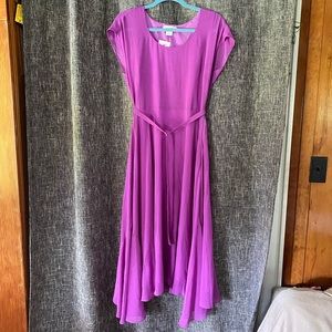 Purple Sheer lined midi dress